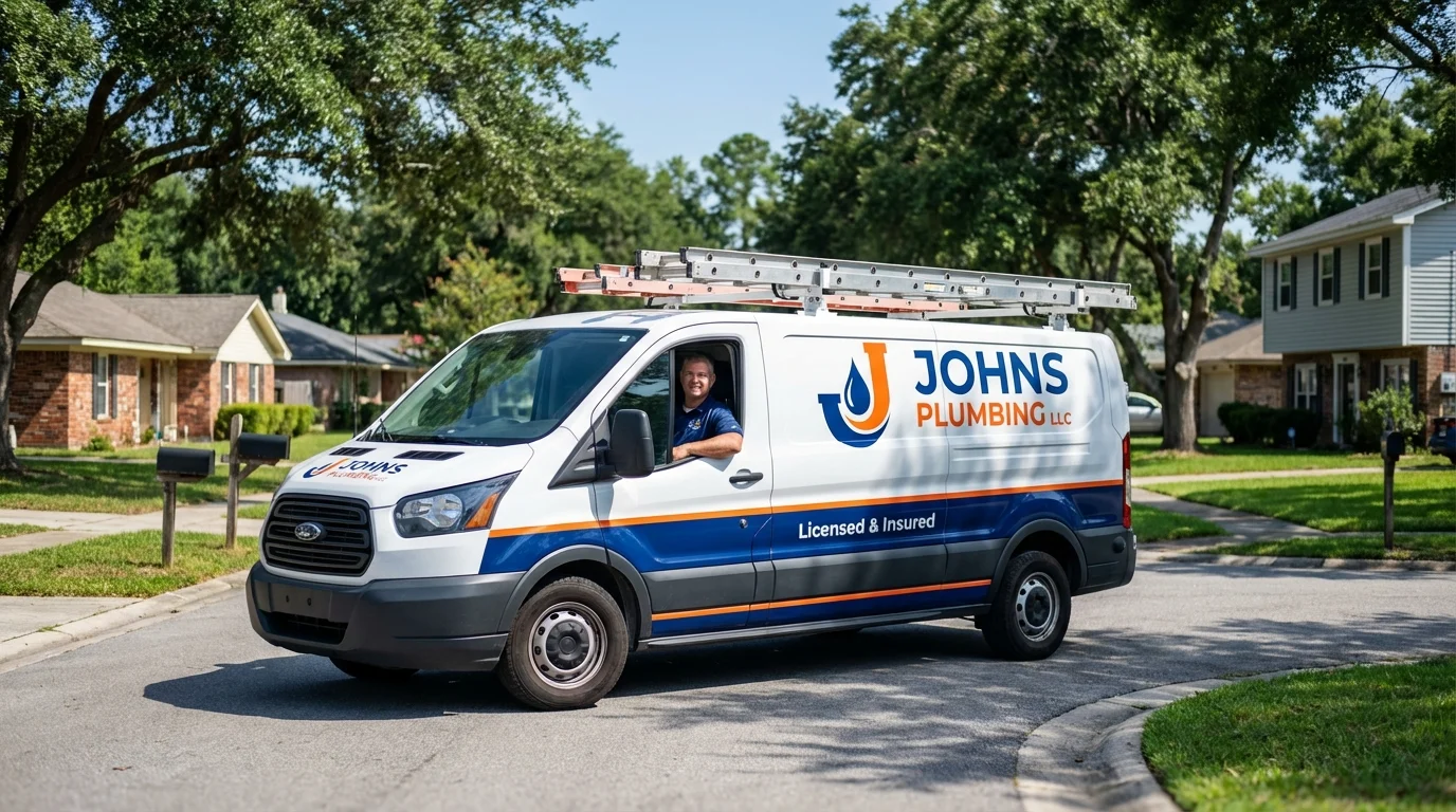 Johns Plumbing LLC service van in North Liberty, IA